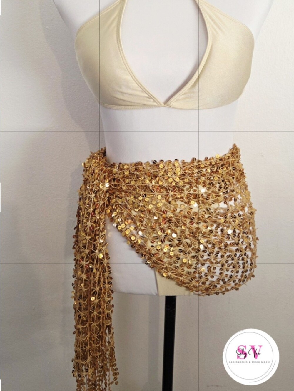 Gold sequin scarf/cover Up